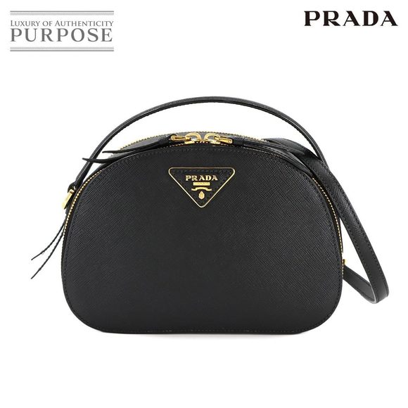 Prada Saffiano Odette Black Bag Shoulder Leather Hand - Picture 2 of 9